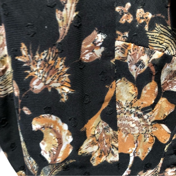 Walter Baker Sophia almost maxi dress black floral and tan lined tie front 4 - Picture 8 of 14